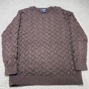 Lands' End cable knit pullover sweater in a brown color soft womens medium